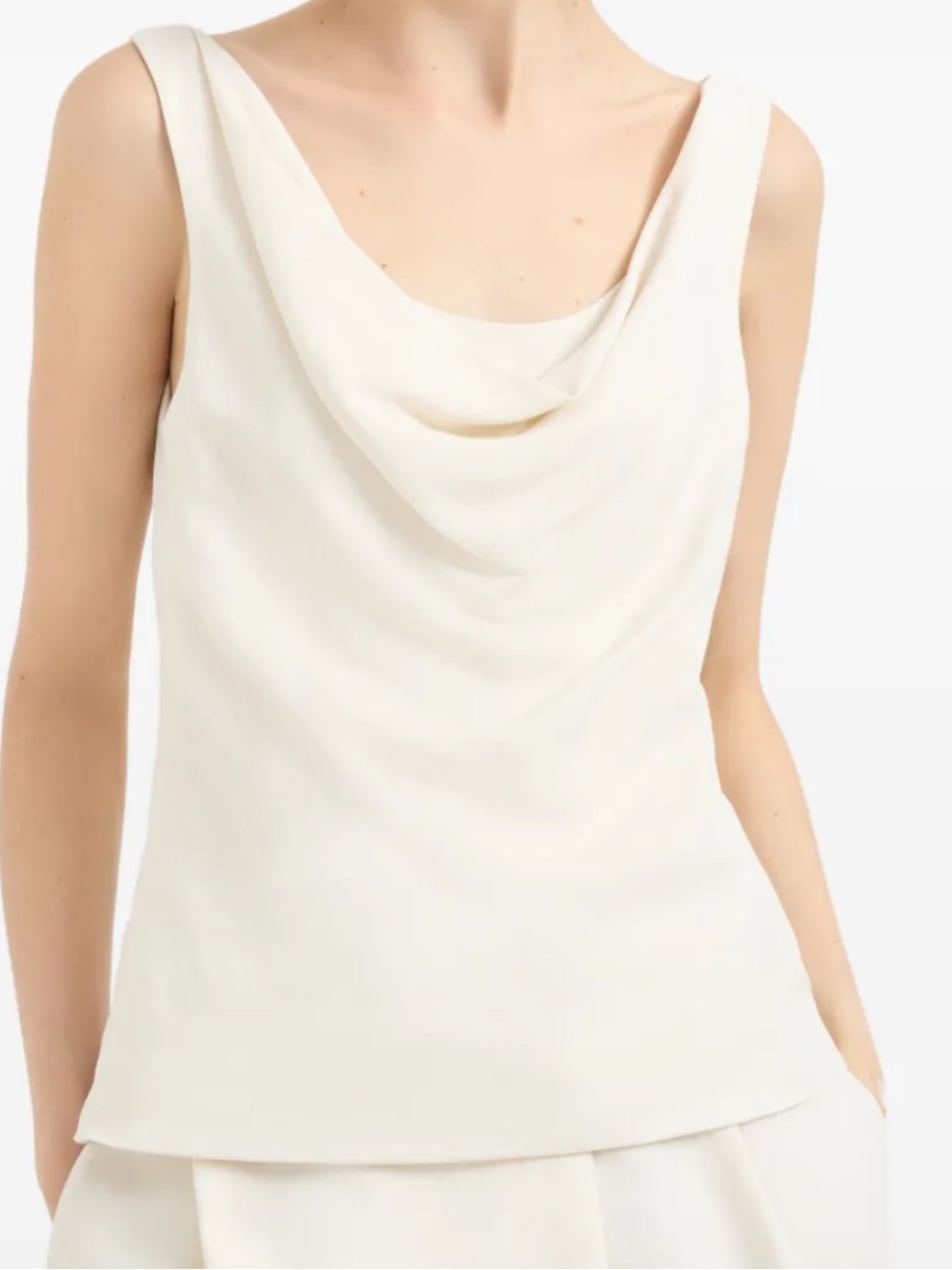 Colleen Lopez Cream Draped Cowl Neck Sleeveless Sweater Tank